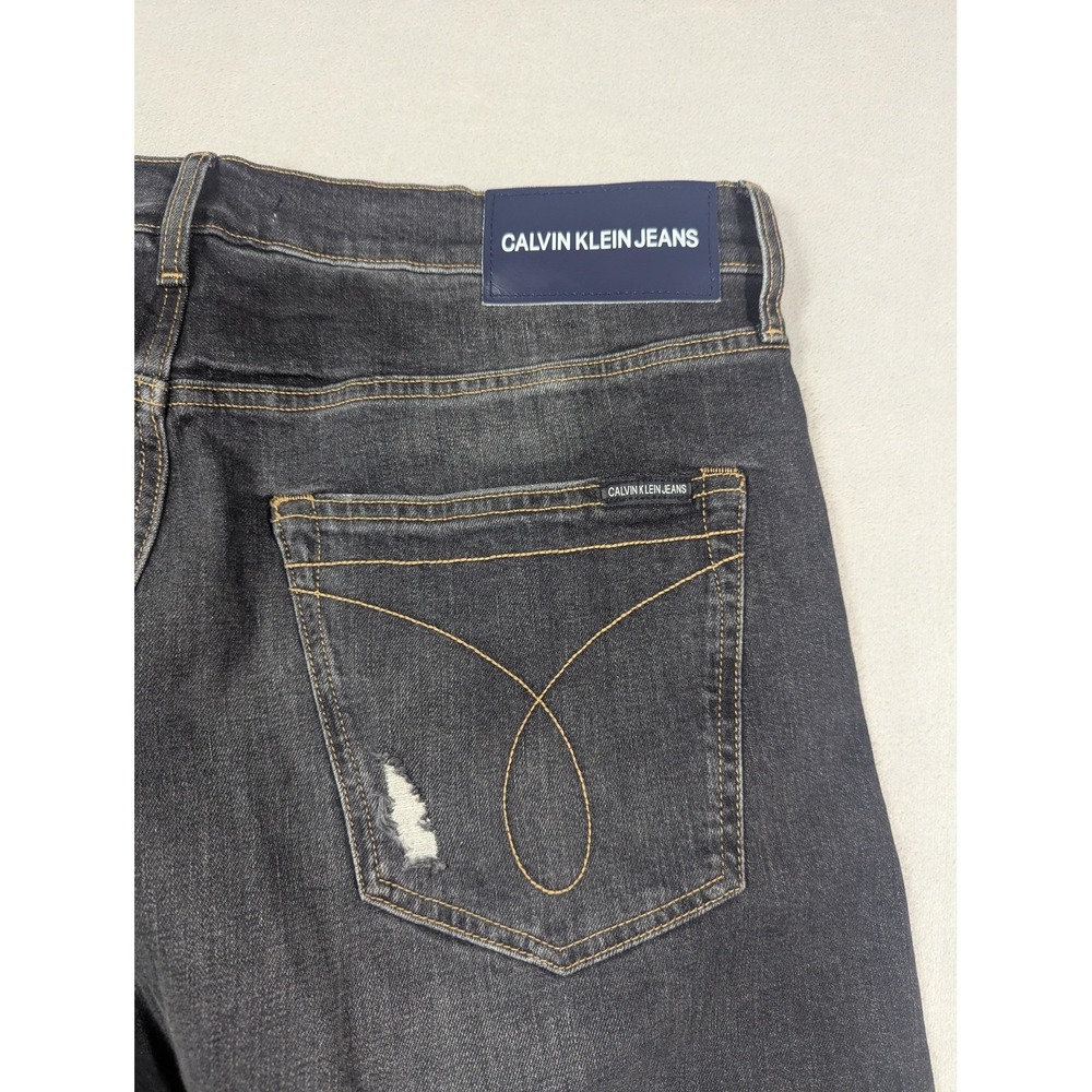 Calvin Klein Jeans  Mens 36x32 Gray CKJ 056 Athletic Taper Distressed Denim - Picture 12 of 16